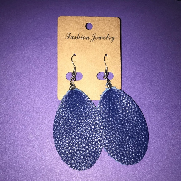 Jewelry - Brand New Blue Teardrop Earrings Faux Leather. 🎁